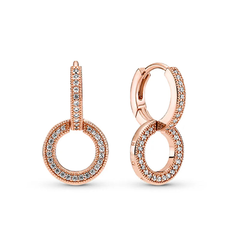 Rose Pav Double Hoop Earrings Christmas Jewelry Gift