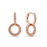 Rose Pav Double Hoop Earrings Christmas Jewelry Gift