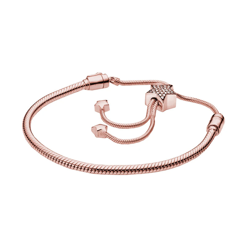 Rose Pav? Star Slider Snake Chain Bracelet Womens DIY Accessories For Ladie