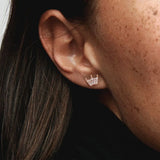 Rose Pink Crown Stud Earrings For Women's Christmas Jewelry Gift