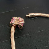 Sparkling Barrel Heart Clasp Snake Chain Bracelet Gift