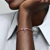 Sparkling Barrel Heart Clasp Snake Chain Bracelet Gift