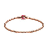 Sparkling Barrel Heart Clasp Snake Chain Bracelet Gift