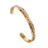 Titanium Steel Women's Red & Yellow Leaves Pattern Bangle