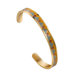 Titanium Steel Women's Red & Yellow Leaves Pattern Bangle