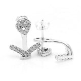 Wishbone Heart Stud Earrings Christmas Jewelry Gift Women Sparkling Ears