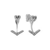 Wishbone Heart Stud Earrings Christmas Jewelry Gift Women Sparkling Ears