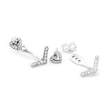 Wishbone Heart Stud Earrings Christmas Jewelry Gift Women Sparkling Ears