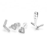 Wishbone Heart Stud Earrings Christmas Jewelry Gift Women Sparkling Ears
