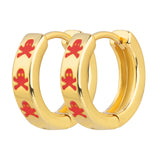 Enamel Huggie Hoop Earrings Plated Small Skull Jewelry