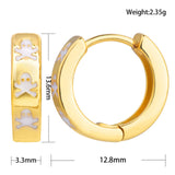 Enamel Huggie Hoop Earrings Plated Small Skull Jewelry