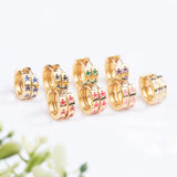 Enamel Huggie Hoop Earrings Plated Small Skull Jewelry