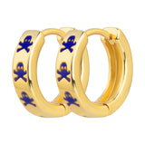 Enamel Huggie Hoop Earrings Plated Small Skull Jewelry