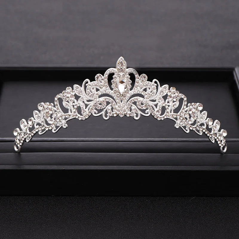 Silver Crystal Princess Bridal Crown Tiara Wedding Hair Accessories