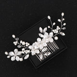 Bride Tiara Hair Comb Pearl Hair Accessories