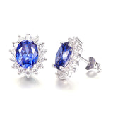 Vintage Royal Tanzanite Silver Earrings with CZ Studs