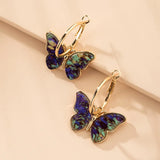 Colored Butterfly Heavy Metal Hoops Earrings
