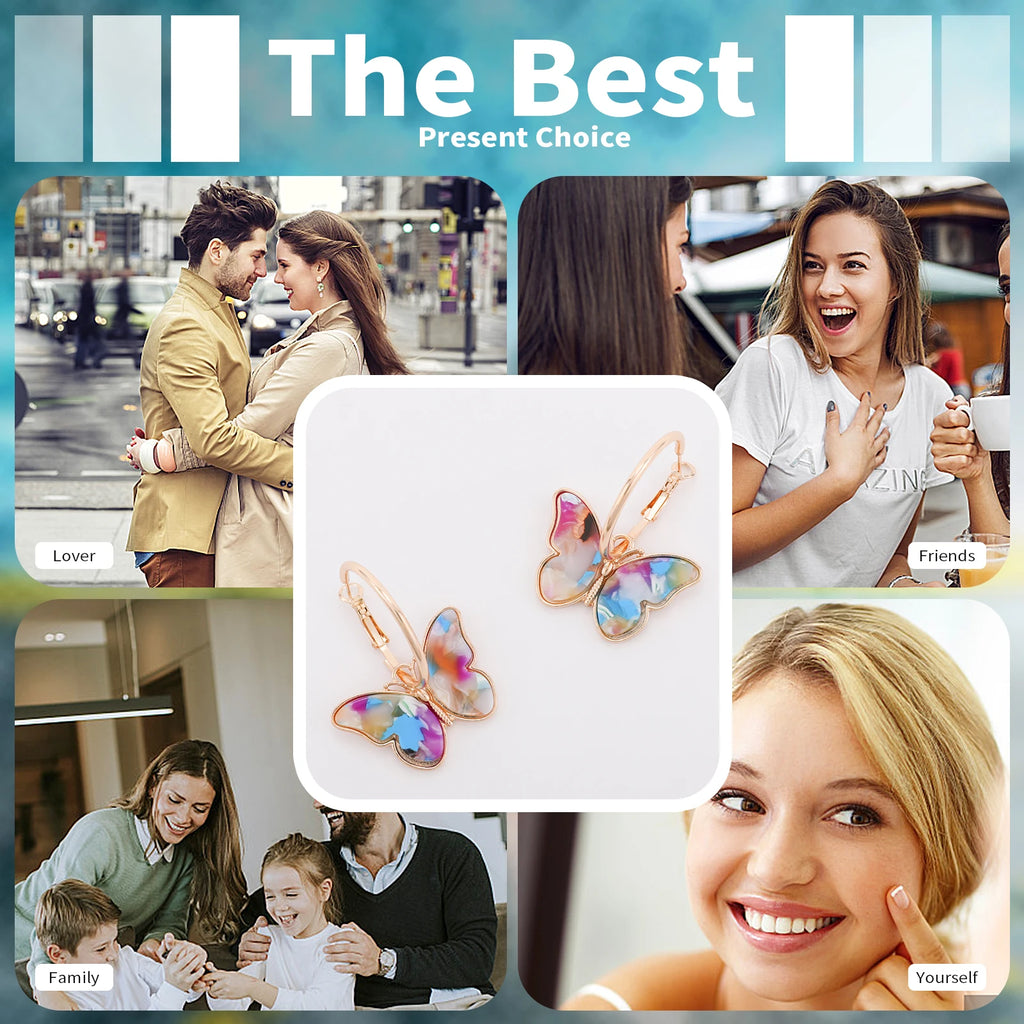 Colored Butterfly Heavy Metal Hoops Earrings