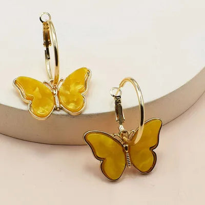 Colored Butterfly Heavy Metal Hoops Earrings