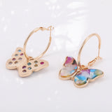 Colored Butterfly Heavy Metal Hoops Earrings