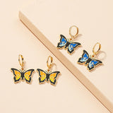 Colored Butterfly Heavy Metal Hoops Earrings