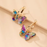 Colored Butterfly Heavy Metal Hoops Earrings