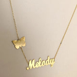 Butterfly Name Necklaces Women Heart Crown Choker Stainless Steel Bijoux