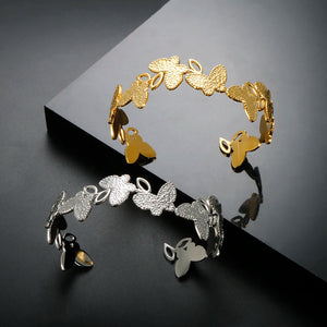 Butterfly Open Charm Bracelet Bangle Stainless Steel Waterproof