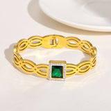 Green Square CZ Stone Cuff Bracelet for Women