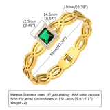 Green Square CZ Stone Cuff Bracelet for Women