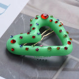 Candy Green Heart Hairpins Set Women Spray Paint Barrettes Headwear