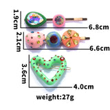 Candy Green Heart Hairpins Set Women Spray Paint Barrettes Headwear