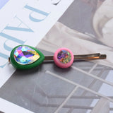 Candy Green Heart Hairpins Set Women Spray Paint Barrettes Headwear