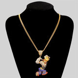 Popeye Big Necklaces & Pendants Men Hip Hop Jewelry Silver Chain