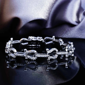 14K Chain Bangle Bracelet Women's Bridal Jewelry