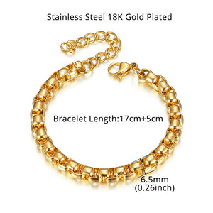 Hiphop 4/6.5mm Box Link Chain Men Bracelet - Jewelry Braslet