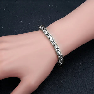 5mm Width Byzantine Link Chain Bracelet Stainless Steel for Men Women