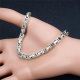 5mm Width Byzantine Link Chain Bracelet Stainless Steel for Men Women