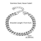 Punk Stainless Steel Chain Men Bracelet 4/7mm Width