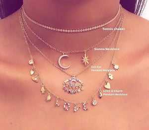 925 Sterling Silver LOVE Letter Pendant Necklace for Women