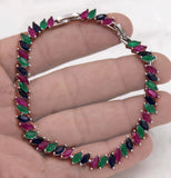 Copper Red Pink CZ Charm Bracelet Women's Jewelry