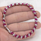 Copper Red Pink CZ Charm Bracelet Women's Jewelry