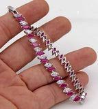 Copper Red Pink CZ Charm Bracelet Women's Jewelry