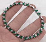 Copper Red Pink CZ Charm Bracelet Women's Jewelry