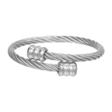 Stainless Steel Knot Charm Cuff Bracelet Thin Bangle