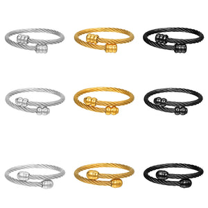 Stainless Steel Knot Charm Cuff Bracelet Thin Bangle