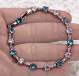 Charm Leaf Bracelets Copper Navy Pink Cubic Zirconia Women Jewelry