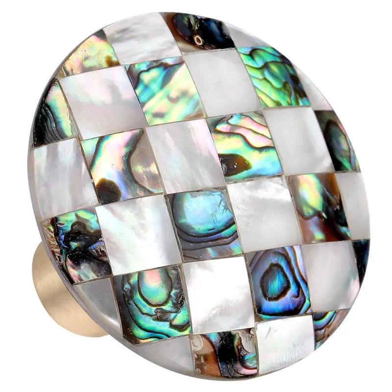 Checkerboard Abalone Shell Drawer Cabinet Pulls Knobs Door Handle Hooks