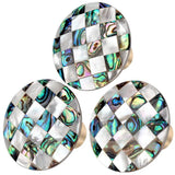 Checkerboard Abalone Shell Drawer Cabinet Pulls Knobs Door Handle Hooks