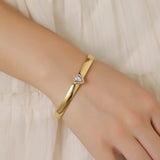 Water Drop CZ Stainless Steel Bangle Charm Texture No Fade Accessories